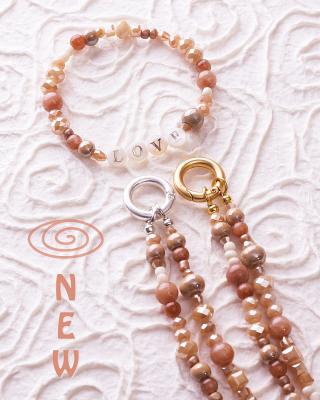 Preview: Aruba 88 SilverShiny, lange Edelstein Wechselkette